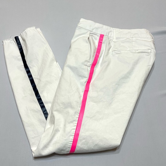 SUNDRY Women's Stripe Rollup Trouser Pants Asymmetrical Color Side Stripes - Picture 12 of 15